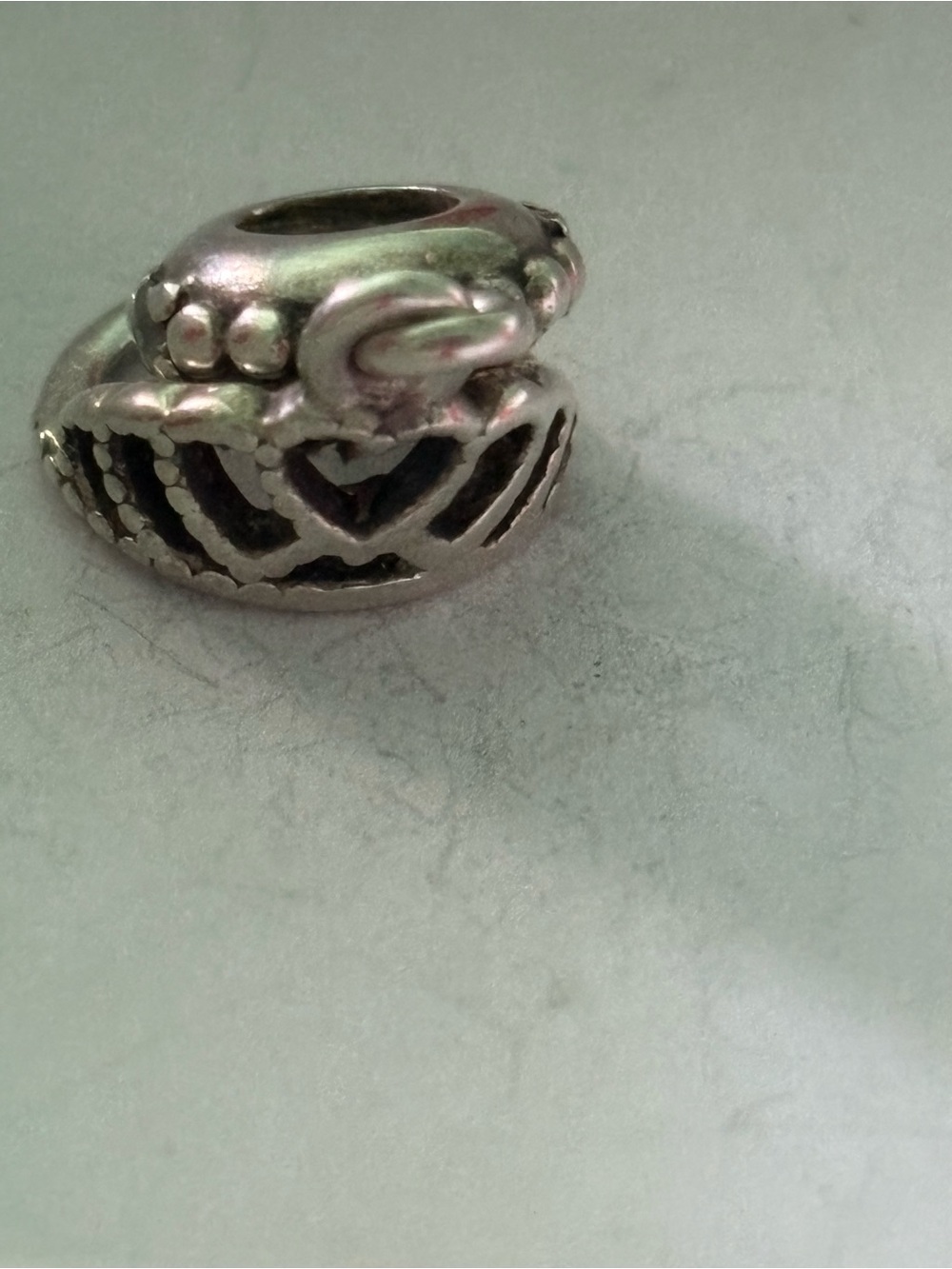 Pandora Silver cz crown charm dangle